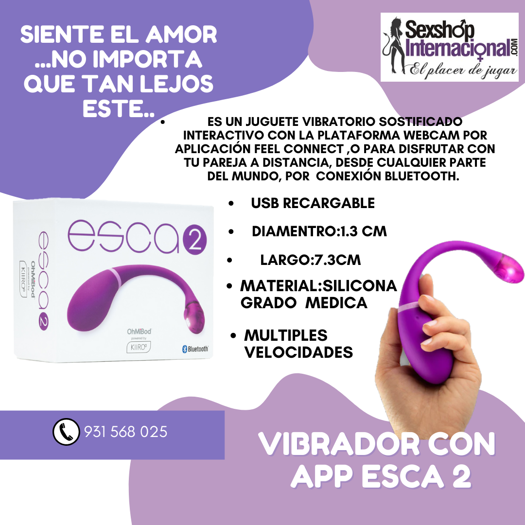 ESCA 2 VIBRADOR CON APP A CONTROL MUNDIAL SEXSHOP 931568025